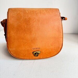 Vintage y2k Guess Brown Leather Saddle Bag
